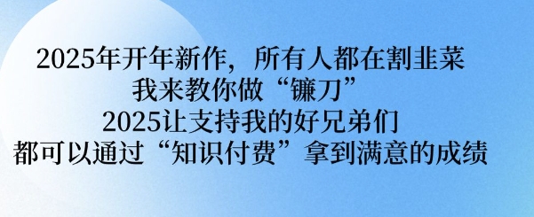 2025年开年新作，所有人都在割韭菜，我来教你做“镰刀” 2025让支持我的好兄弟们都可以通过“知识付费”拿到满意的成绩【揭秘】-萤火网创