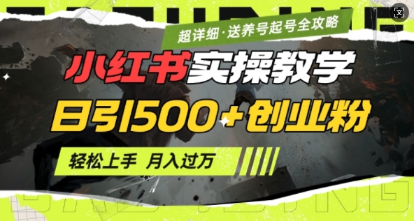 2月小红书最新日引500+创业粉实操教学【超详细】小白轻松上手，月入1W+，附小红书养号起号SOP-萤火网创