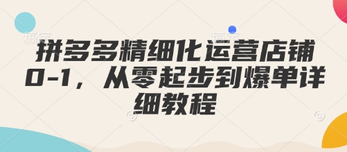拼多多精细化运营店铺0-1，从零起步到爆单详细教程-萤火网创