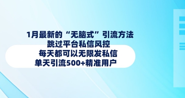 1月最新的无脑式引流方法，跳过平台私信风控，每天都可以无限发私信，单天引流500+精准用户-萤火网创