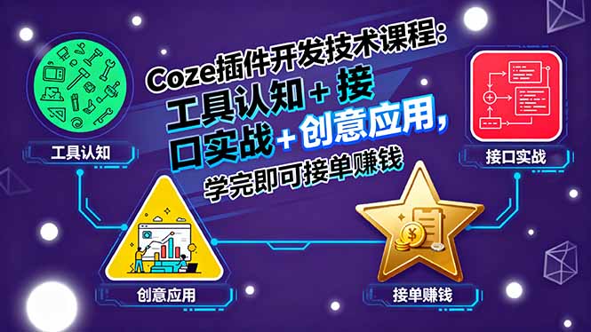 Coze插件开发技术课程：工具认知+接口实战+创意应用，学完即可接单赚钱-萤火网创