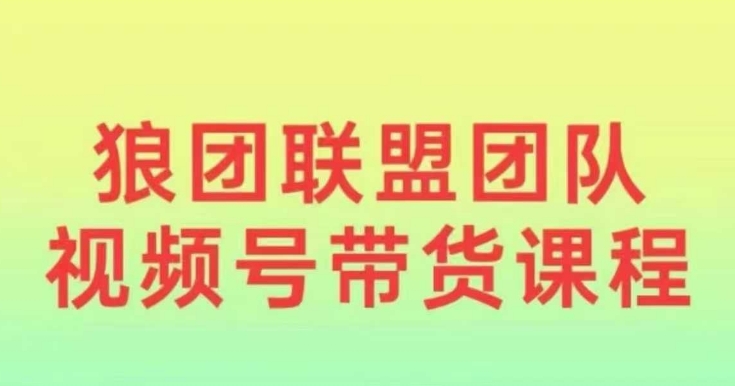狼团联盟2024视频号带货，0基础小白快速入局视频号-萤火网创