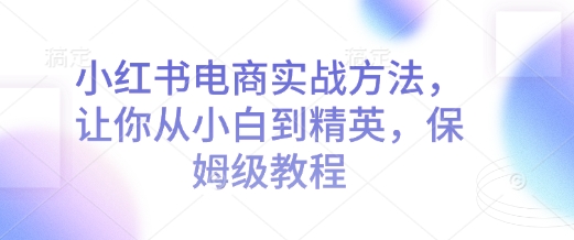 小红书电商实战方法，让你从小白到精英，保姆级教程-萤火网创