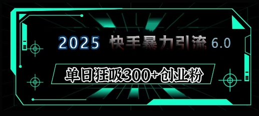 2025年快手6.0保姆级教程震撼来袭，单日狂吸300+精准创业粉-萤火网创
