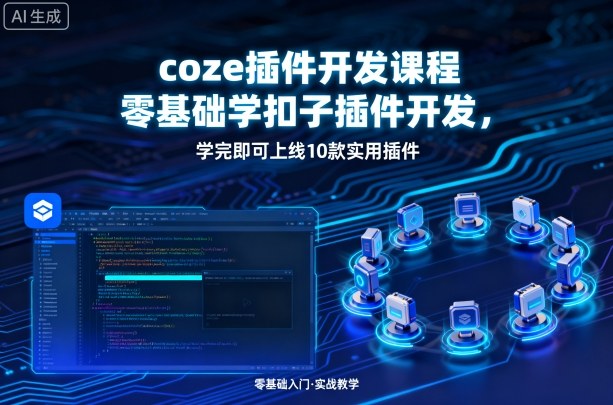 coze插件开发课程，零基础学扣子插件开发，学完即可上线10款实用插件-萤火网创