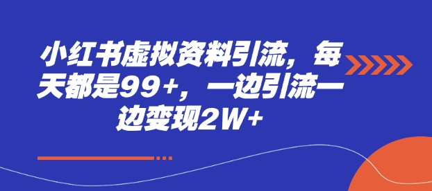 小红书虚拟资料引流，每天都是99+，一边引流一边变现2W+-萤火网创