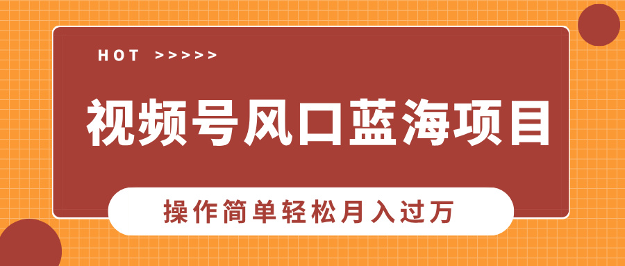 视频号风口蓝海项目，中老年人的流量密码，操作简单轻松月入过万-萤火网创