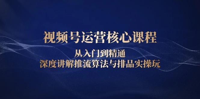 视频号运营核心课程，从入门到精通，深度讲解推流算法与排品实操玩-萤火网创