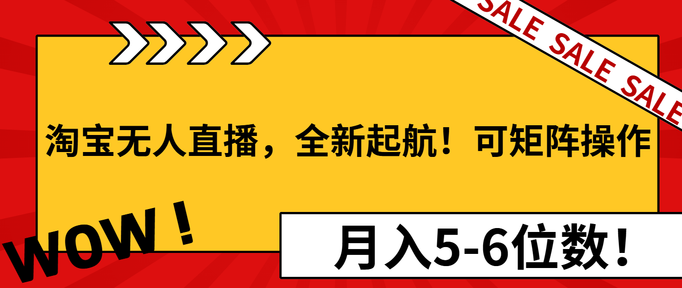 淘宝无人直播，全新起航！可矩阵操作，月入5-6位数！-萤火网创