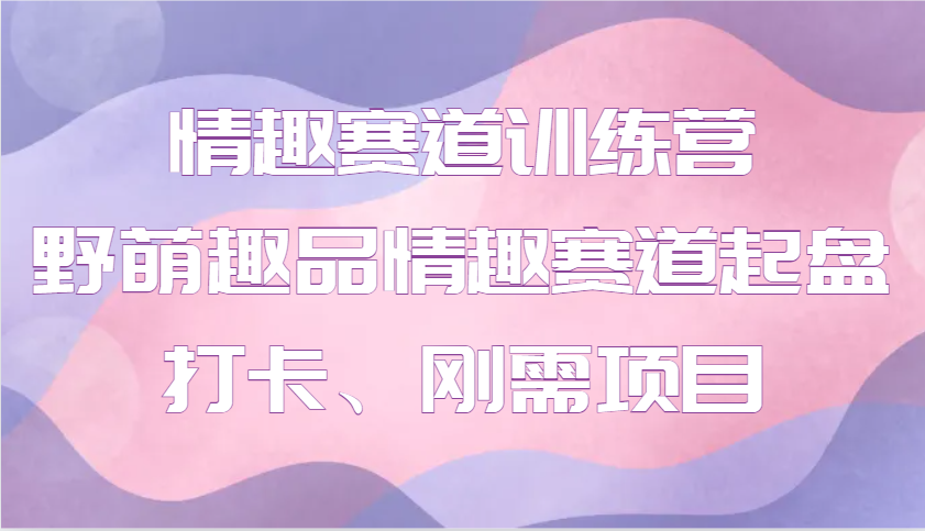 情趣赛道训练营 野萌趣品情趣赛道起盘打卡、刚需项目-萤火网创