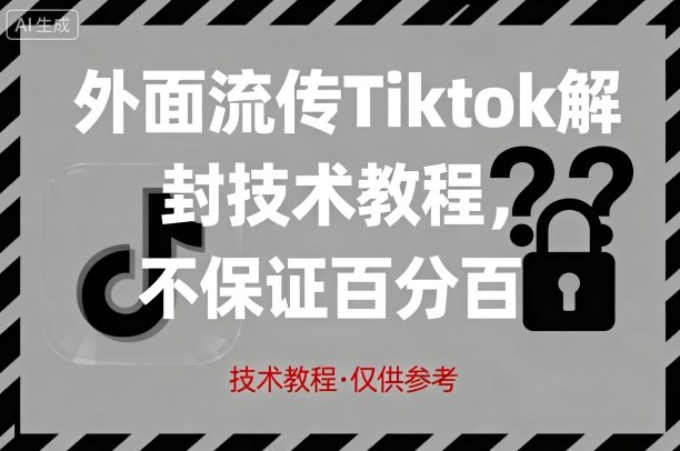 外面流传Tiktok解封技术教程，不保证百分百，具体自测-萤火网创