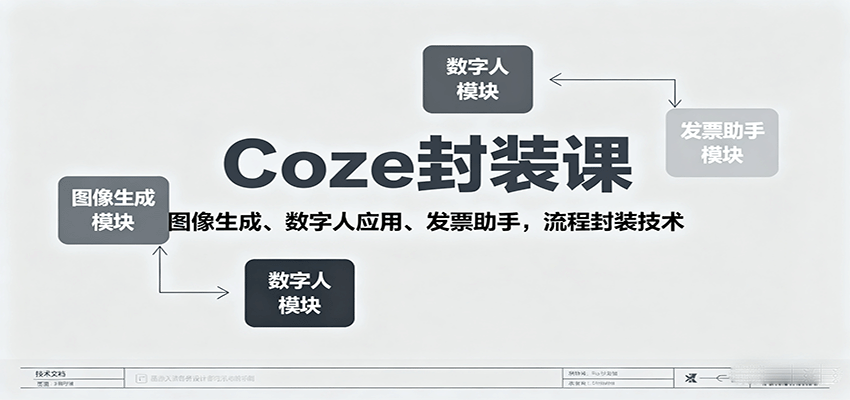 Coze封装课，图像生成、数字人应用、发票助手，流程封装技术-萤火网创