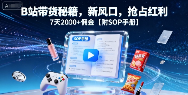 B站带货秘籍，新风口，抢占红利，7天2k+佣金【附SOP手册】-萤火网创