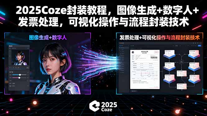 2025Coze封装教程，图像生成+数字人+发票处理，可视化操作与流程封装技术-萤火网创