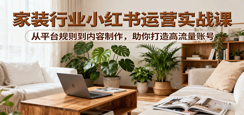 小红书家装行业运营实战课：从平台规则到内容制作，助你打造高流量账号-萤火网创