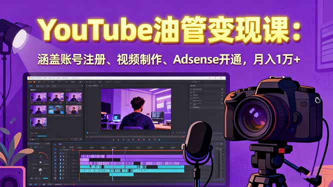 2025YouTube油管变现课：涵盖账号注册、视频制作、Adsense开通，月入1万+-萤火网创