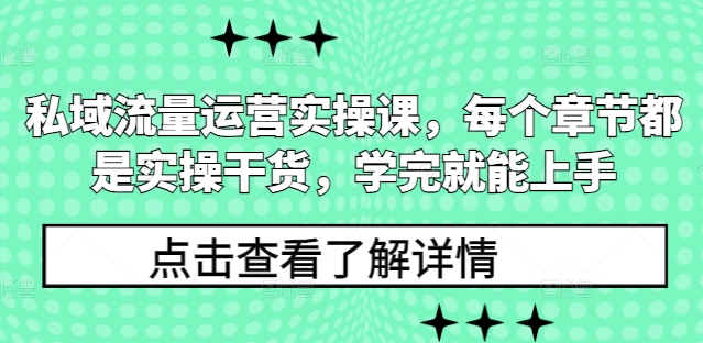 私域流量运营实操课，每个章节都是实操干货，学完就能上手-萤火网创