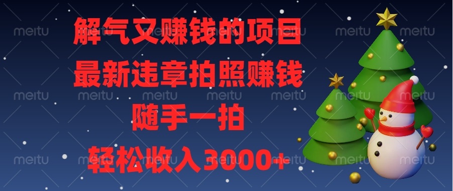 解气又赚钱的项目，最新违章拍照赚钱，随手一拍，轻松收入3000+-萤火网创