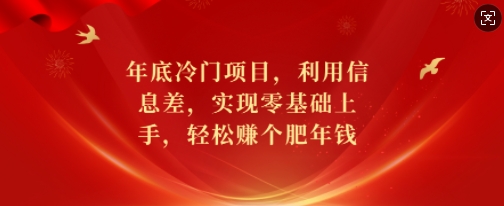 年底冷门项目，利用信息差，实现零基础上手，轻松赚个肥年钱【揭秘】-萤火网创