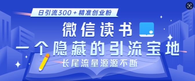 微信读书，一个隐藏的引流宝地，不为人知的小众打法，日引流300+精准创业粉，长尾流量源源不断-萤火网创