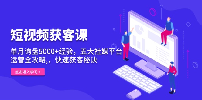 短视频获客课，单月询盘5000+经验，五大社媒平台运营全攻略,，快速获客…-萤火网创
