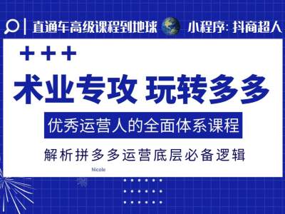 术业专攻玩转多多，优秀运营人的全面体系课程，解析拼多多运营底层必备逻辑-萤火网创