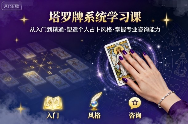 塔罗牌系统学习课，助你从入门到精通，塑造个人占卜风格，掌握专业咨询能力-萤火网创