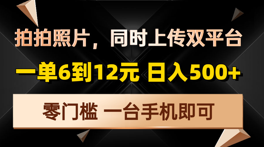 拍拍照片，同时上传双平台，一单6到12元，轻轻松松日入500+，零门槛，…-萤火网创