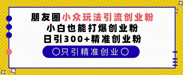 朋友圈小众玩法引流创业粉，小白也能打爆创业粉，日引300+精准创业粉【揭秘】-萤火网创