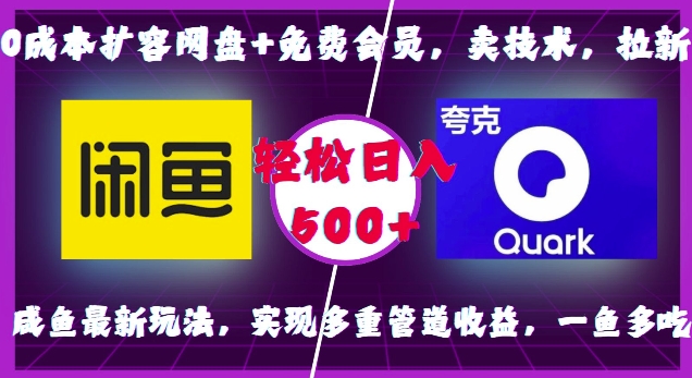 0成本扩容网盘+免费会员，卖技术，拉新，咸鱼最新玩法，实现多重管道收益，一鱼多吃，轻松日入500+-萤火网创
