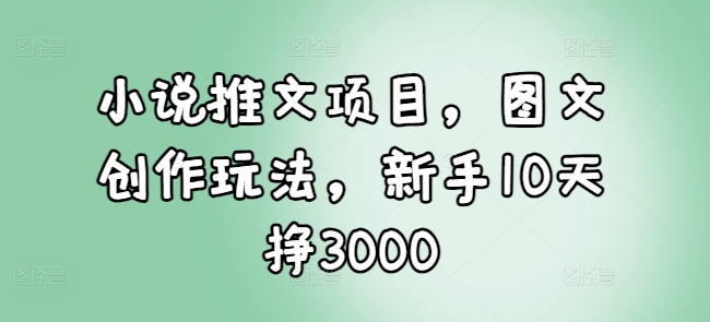 小说推文项目，图文创作玩法，新手10天挣3000-萤火网创