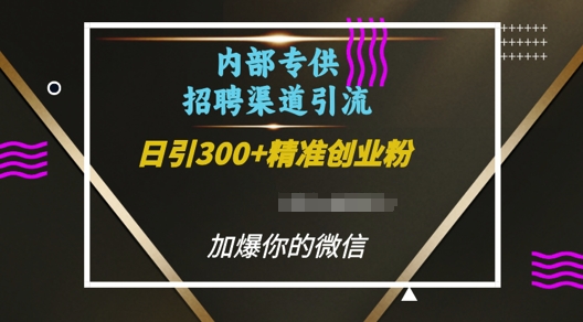 内部招聘渠道日引流300+创业粉，加爆你的微信【揭秘】-萤火网创