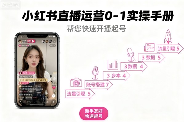 小红书直播运营0-1实操手册，帮您快速开播起号-萤火网创