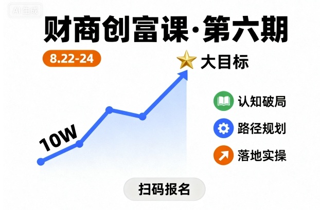 财商创富课第六期8月22-24号，如何从10W起步，一步步实现大目标-萤火网创