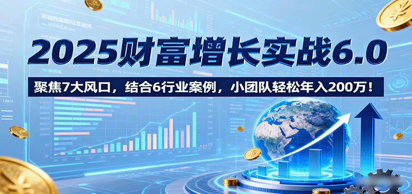 2025财富增长实战6.0，聚焦7大风口，结合6行业案例，小团队轻松年入200万！-萤火网创
