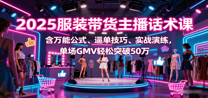 2025服装带货主播话术课，含万能公式、逼单技巧、实战演练，单场GMV轻松突破50万-萤火网创