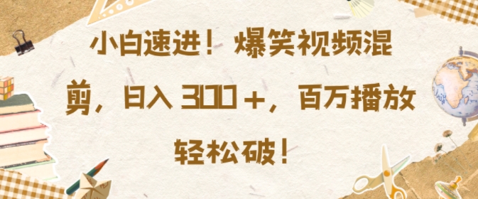 小白速进，爆笑视频混剪，日入3张，百万播放轻松破【揭秘】-萤火网创