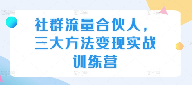 社群流量合伙人，三大方法变现实战训练营-萤火网创