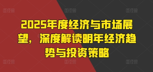 2025年度经济与市场展望，深度解读明年经济趋势与投资策略-萤火网创