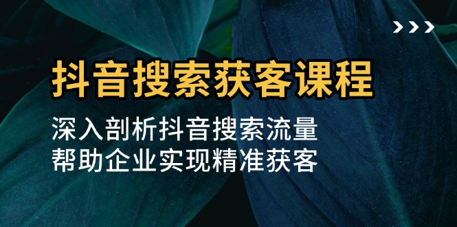 抖音搜索获客课程：深入剖析抖音搜索流量，帮助企业实现精准获客-萤火网创