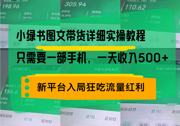 小绿书图文带货详细实操教程，只需要一部手机，一天收入500+，轻松变现-萤火网创