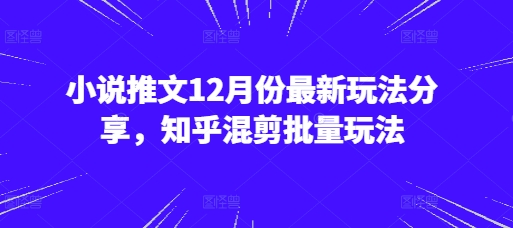 小说推文12月份最新玩法分享，知乎混剪批量玩法-萤火网创