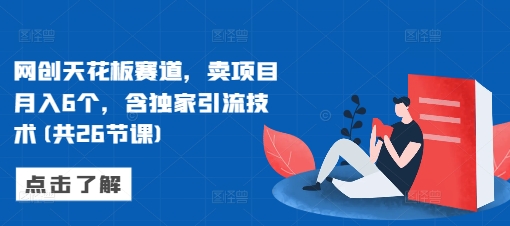 网创天花板赛道，卖项目月入6个，含独家引流技术(共26节课)-萤火网创