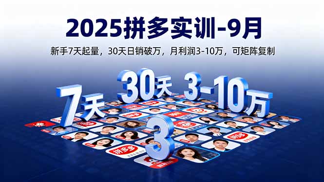 2025拼多多实训-9月：新手7天起量,30天日销破万,月利润3-10万,可矩阵复制-萤火网创