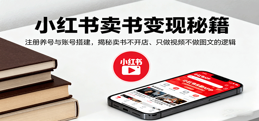 小红书卖书变现秘籍，注册养号与账号搭建，揭秘卖书不开店、只做视频不做图文的逻辑-萤火网创