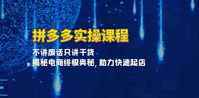 拼多多实操课程：不讲废话只讲干货, 揭秘电商终极奥秘,助力快速起店-萤火网创