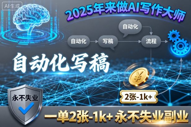 2025年来做AI写作大师，自动化写稿，一单2张-1k+，永不失业副业-萤火网创