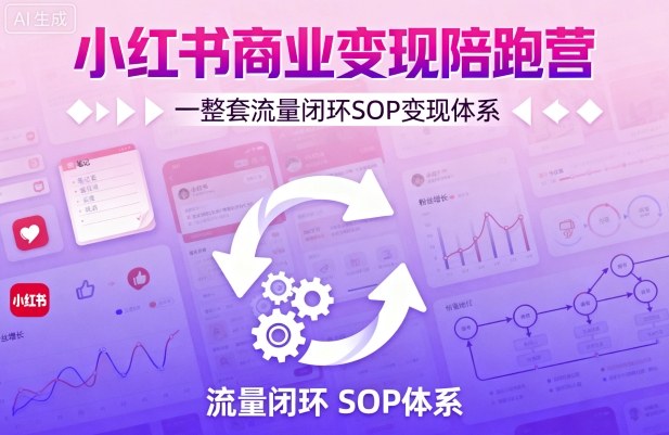 小红书商业变现陪跑营，轻IP矩阵 私域获客 聚光投流，一整套流量闭环SOP变现体系-萤火网创