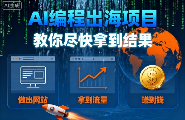 AI编程出海项目，教你尽快拿到结果-做出网站、拿到流量、賺到钱-萤火网创