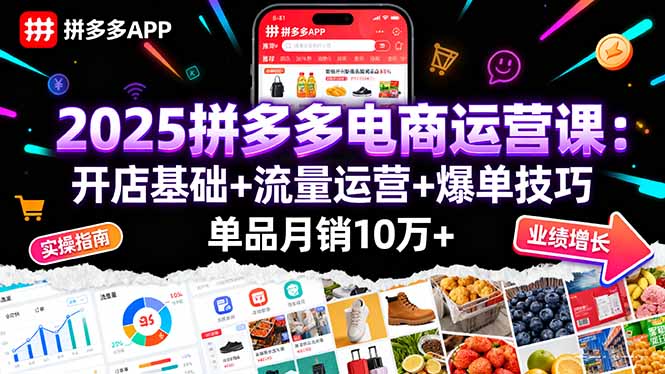 2025拼多多电商运营课：开店基础+流量运营+爆单技巧，单品月销10万+-萤火网创